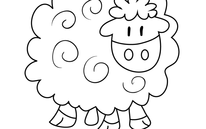 Sheep Coloring Page Super Simple