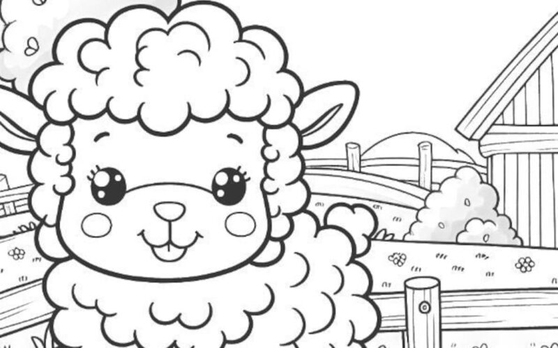 Sheep On Her Farm Coloring Page Kids Printable Coloring Page Farm Animals Coloring Page Etsy