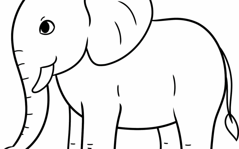 Simple Elephant Coloring Page Easy Drawing Guides