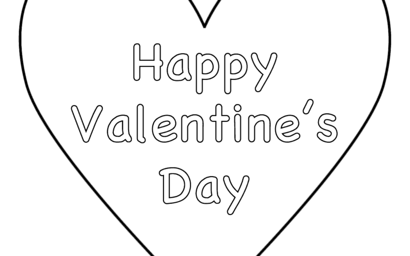 Simple Heart Happy Valentine s Day Coloring Page Valentine s Day