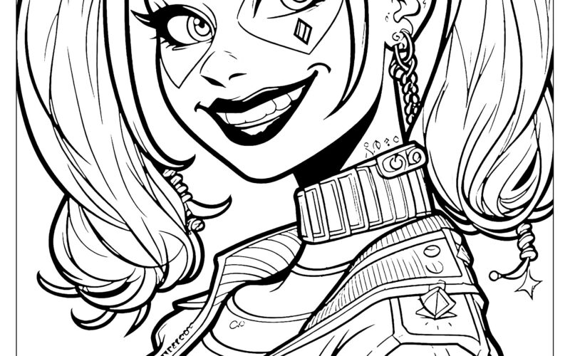 Smiling Harley Quinn Harley Quinn Coloring Pages