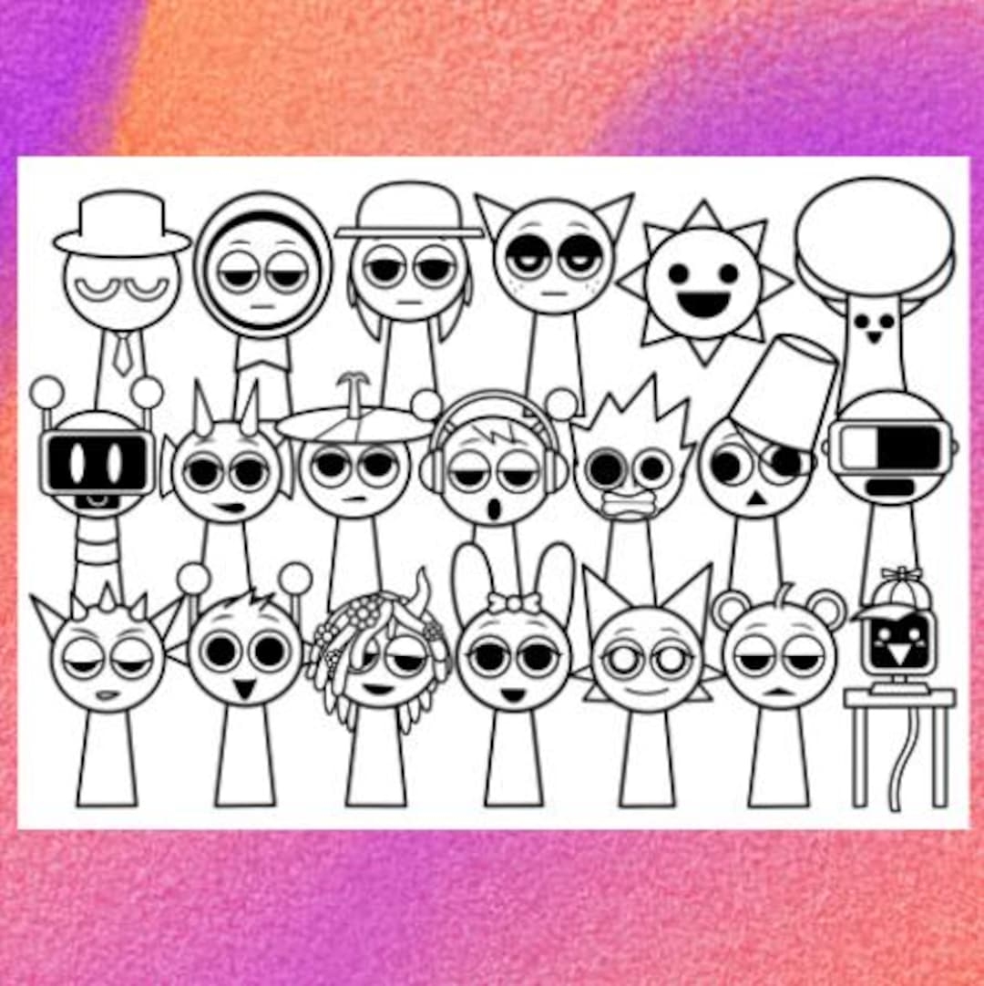 Sprunki Coloring Page 1 PNG And 1 PDF A4 Size Digital Download Etsy New Zealand