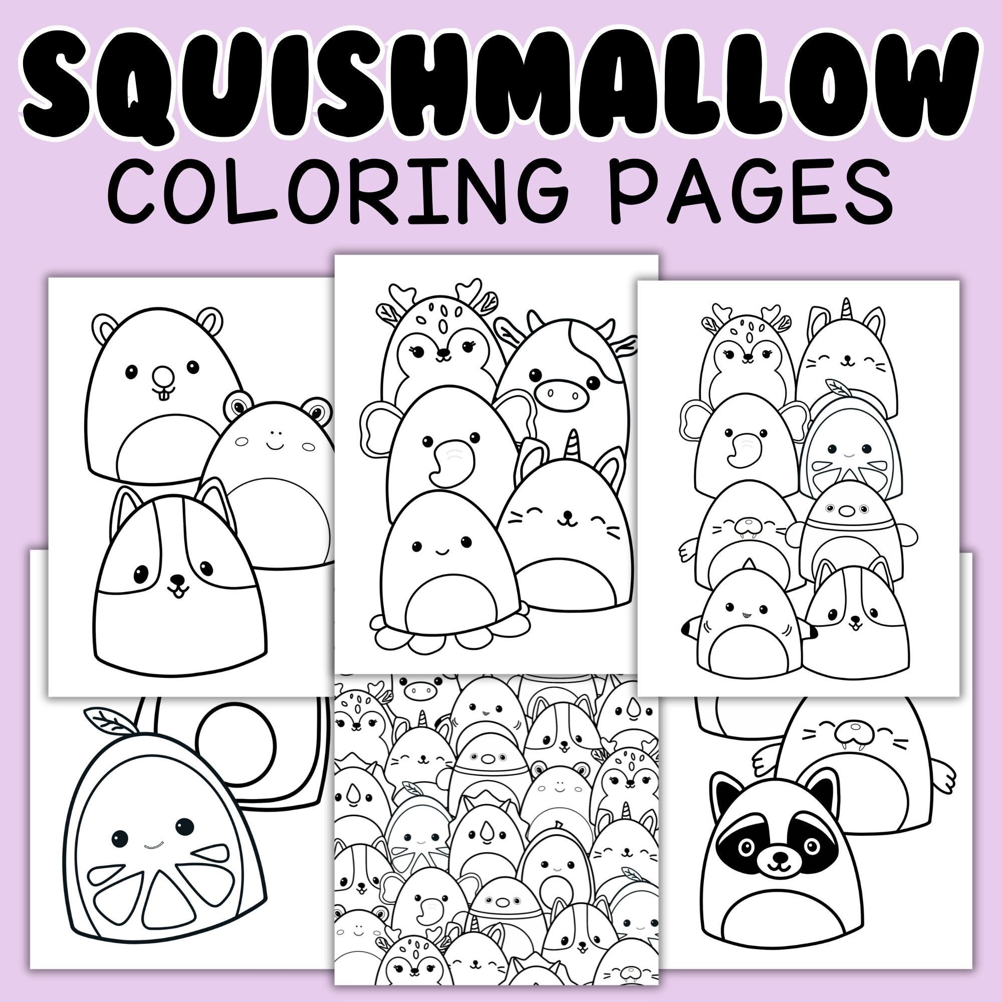 Squishmallow Coloring Pages Squishmallow Party Supplies Squishmallow Printables Squishmallow Party Favor Activities Animal Coloring Pages Etsy