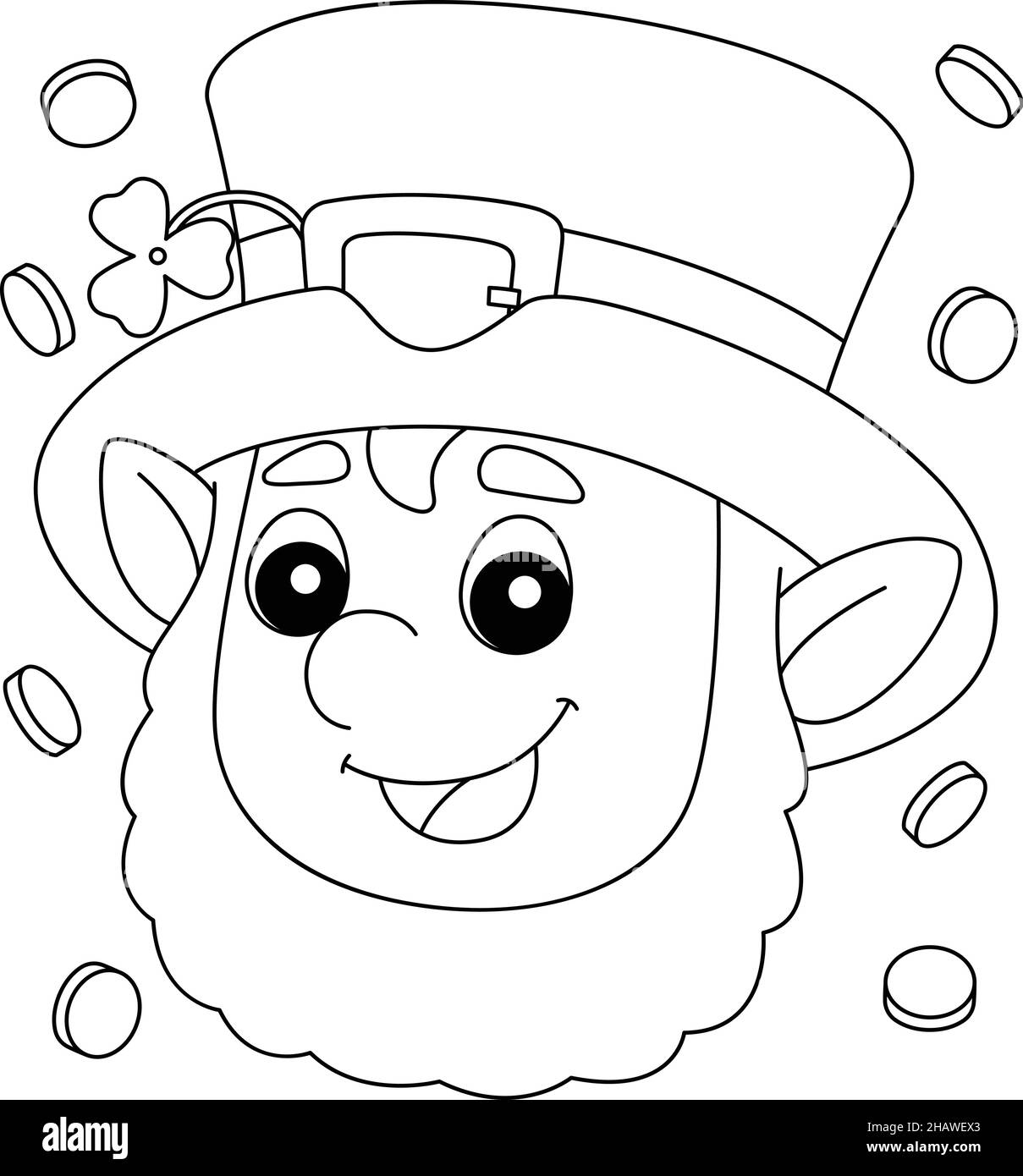 St Patricks Day Leprechaun Coloring Page For Kids Stock Vector Image Art Alamy