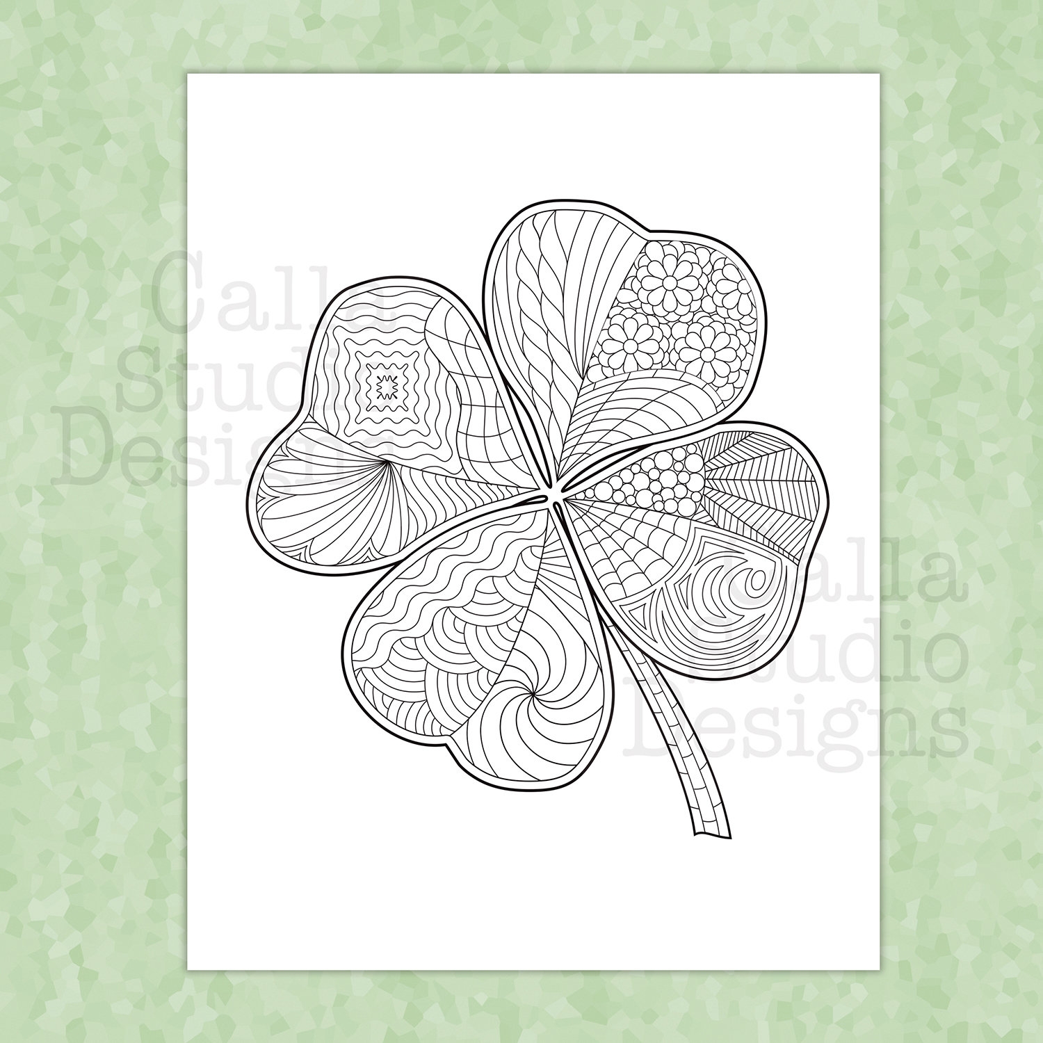 4 leaf clover coloring page