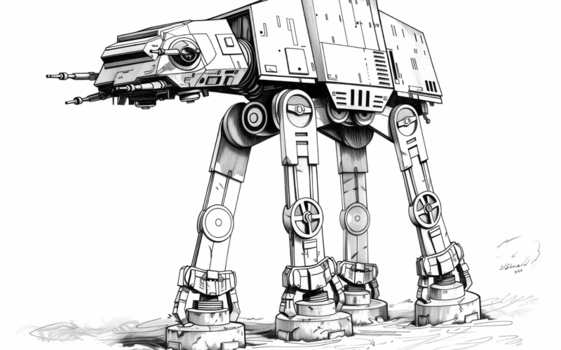 Star Wars Inspired All Terrain Armored Transport Coloring Page From Zup kids