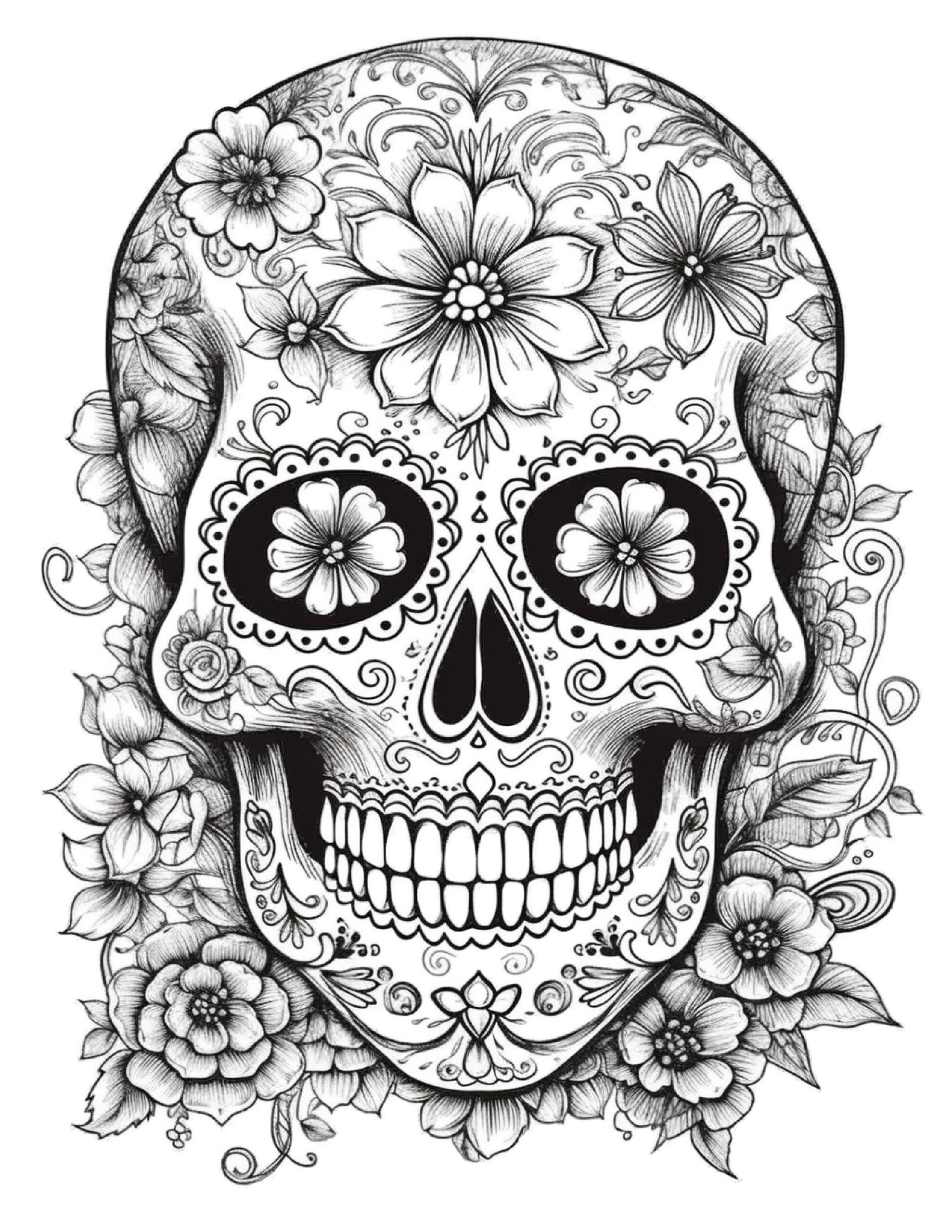Sugar Skulls Coloring Pages For Adults Volume 4 perfect For Dia De Los Muertos Halloween And Just For Fun Etsy