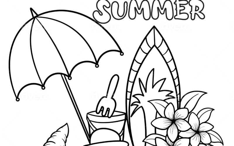 Summer Season Coloring Sheet Etsy
