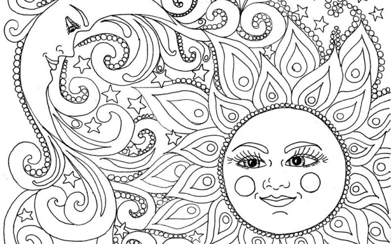 Sun And Moon Adult Coloring Page Etsy