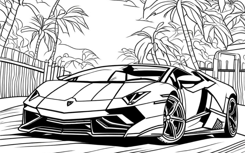 Super Cars Coloring Lamborghini Ferrari Bugatti Porsche 20 Pages Etsy