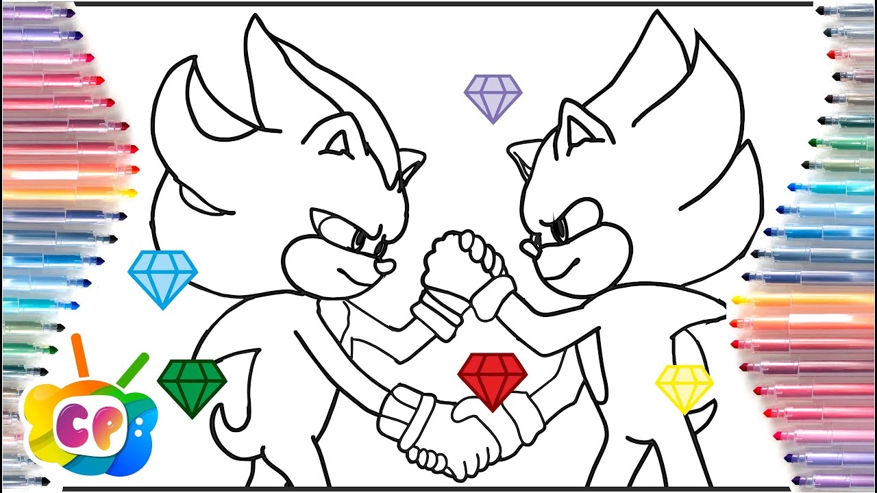Super Sonic And Super Shadow In Space Sonic VS Shadow Coloring Pages Sonic 3 Movie Coloring YouTube