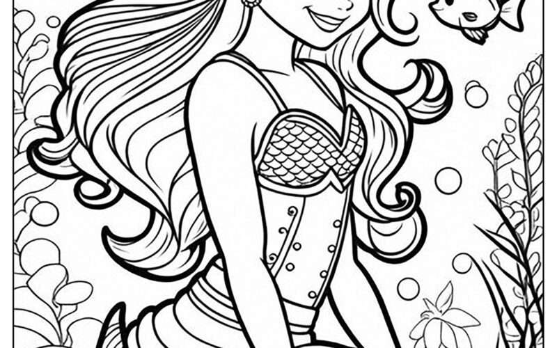 Superb Mermaid And Fish Mermaid Coloring Pages For Adults