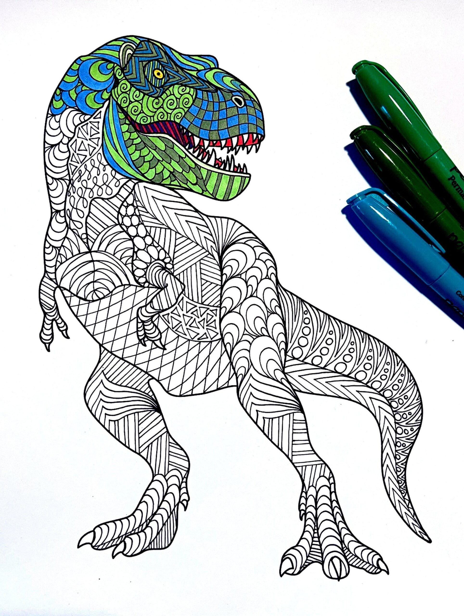 T rex Dinosaur PDF Animal Coloring Page Etsy