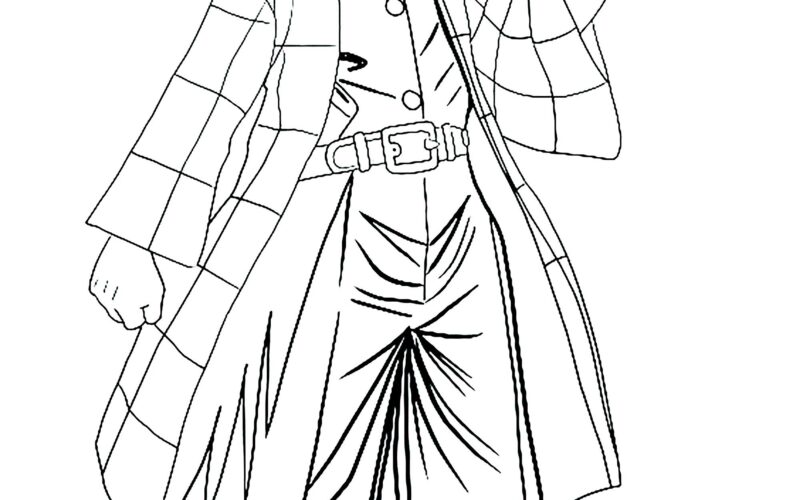Tanjiro Kamado With His Sword Demon Slayer Coloring Pages
