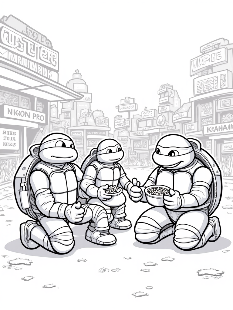 Teenage Mutant Ninja Turtles At Zoo Coloring Page Free Printable