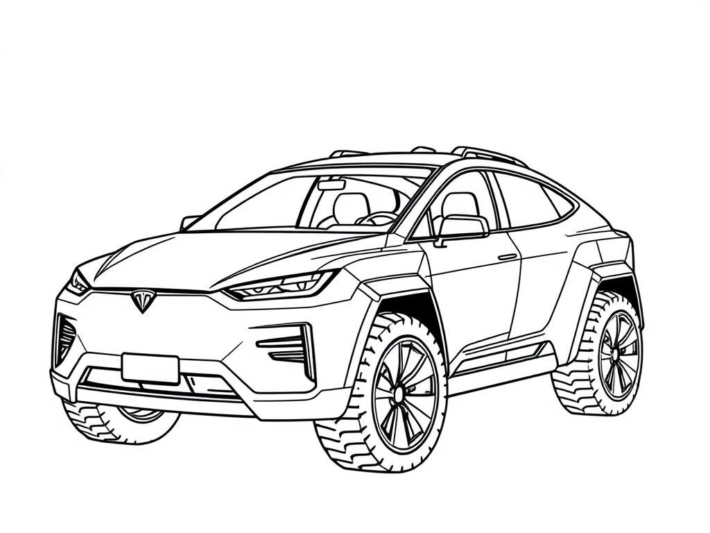 Tesla Cybertruck Coloring Page Free Printable Coloring Page