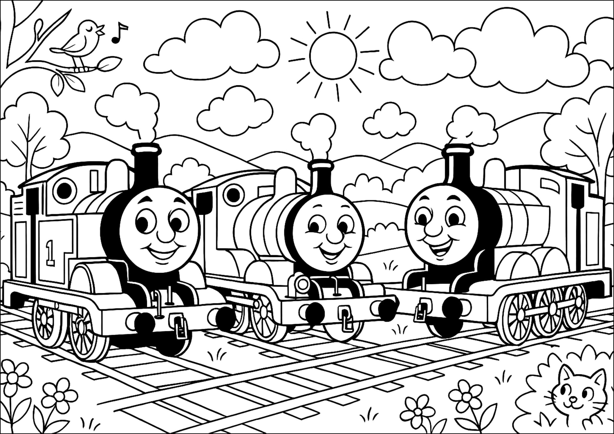 Three Friendly Locomotives Thomas And Friends Coloring Pages Three Friendly Locomotives Thomas And Friends Coloring Pages