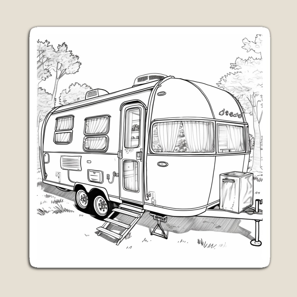Travel Trailer Camper Coloring Page Camping Activity Sheet For Airstream Lover Printable Adult Colouring Page Sticker For Sale By BiancaStPaul Redbubble