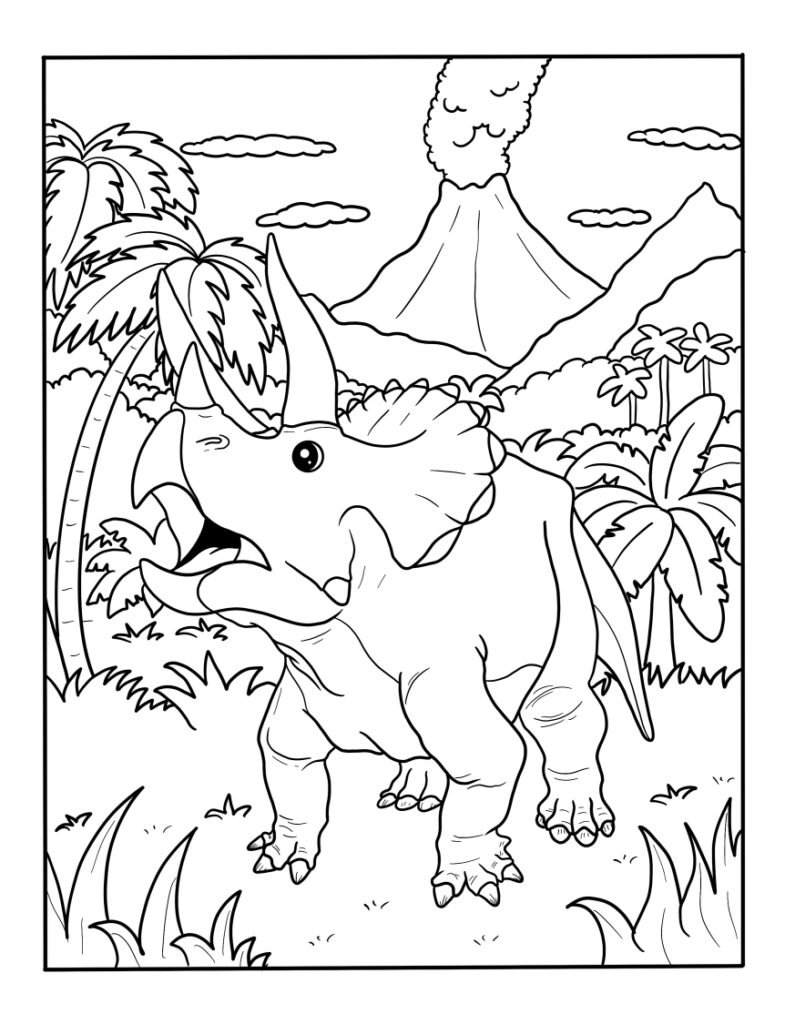 Triceratops Coloring Pages Free Printable Dinosaur Coloring Sheets