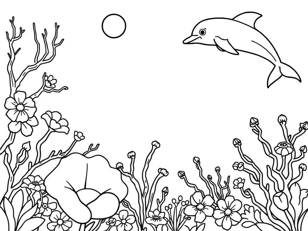 Underwater Dolphin Coloring Page Free Printable Coloring Page