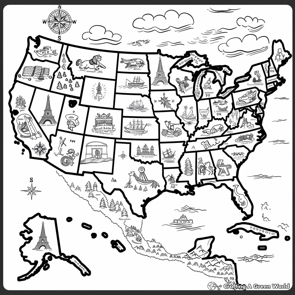 Us Map Coloring Pages Free Printable 