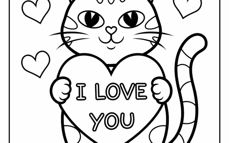 Valentine Cat Coloring Pages 8 Free Printable PDF Pages Cute Animals Coloring Pages