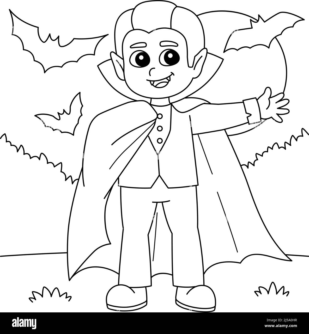Vampire Halloween Coloring Page For Kids Stock Vector Image Art Alamy Vampire Halloween Coloring Page For Kids Stock Vector Image Art Alamy