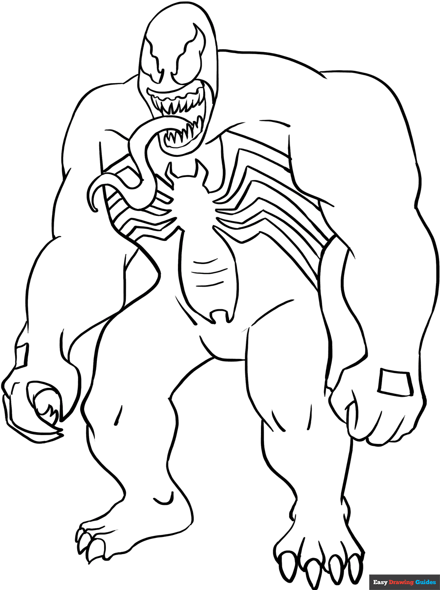 Venom Coloring Page Easy Drawing Guides