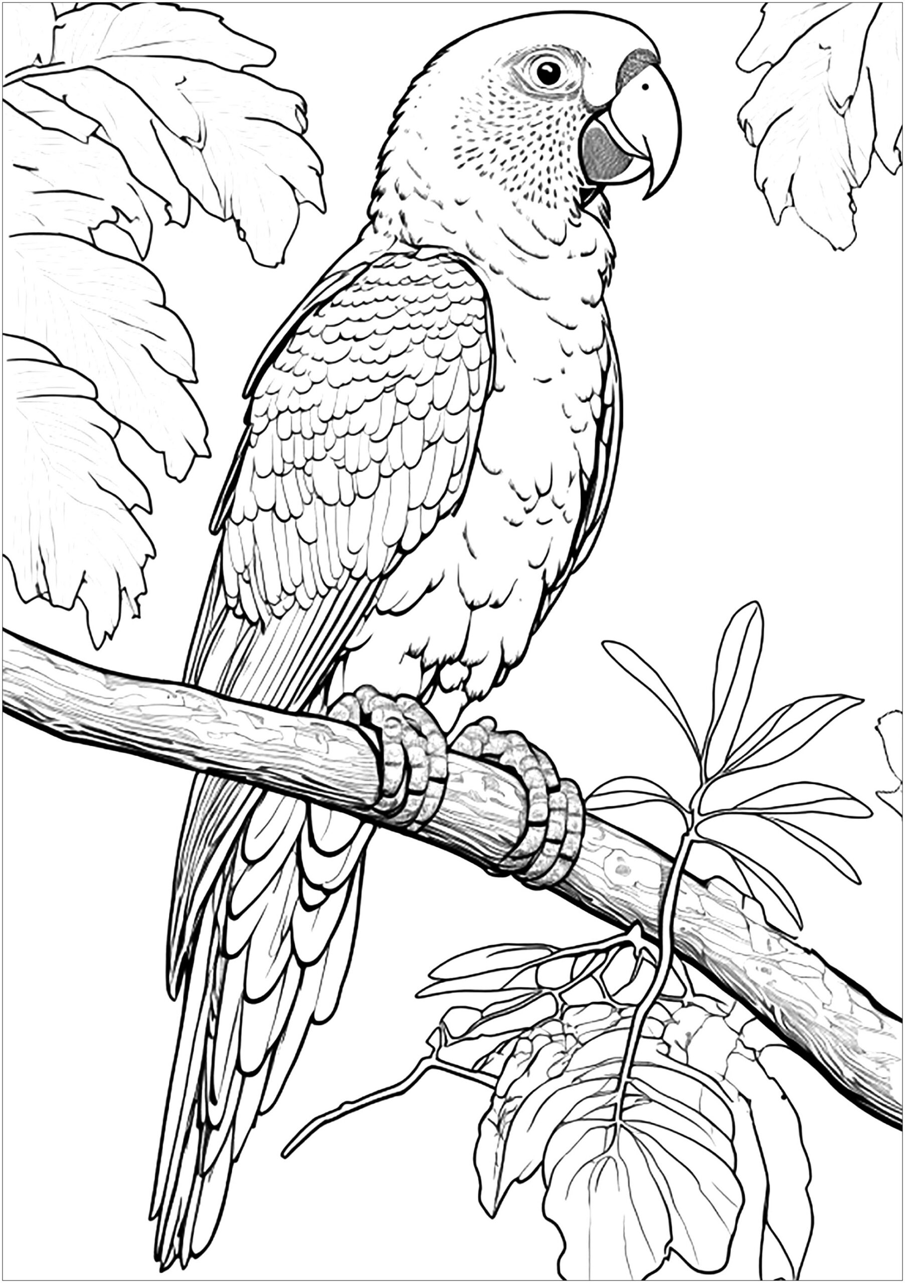 Very Realistic Amazon Parrot Bird Coloring Pages