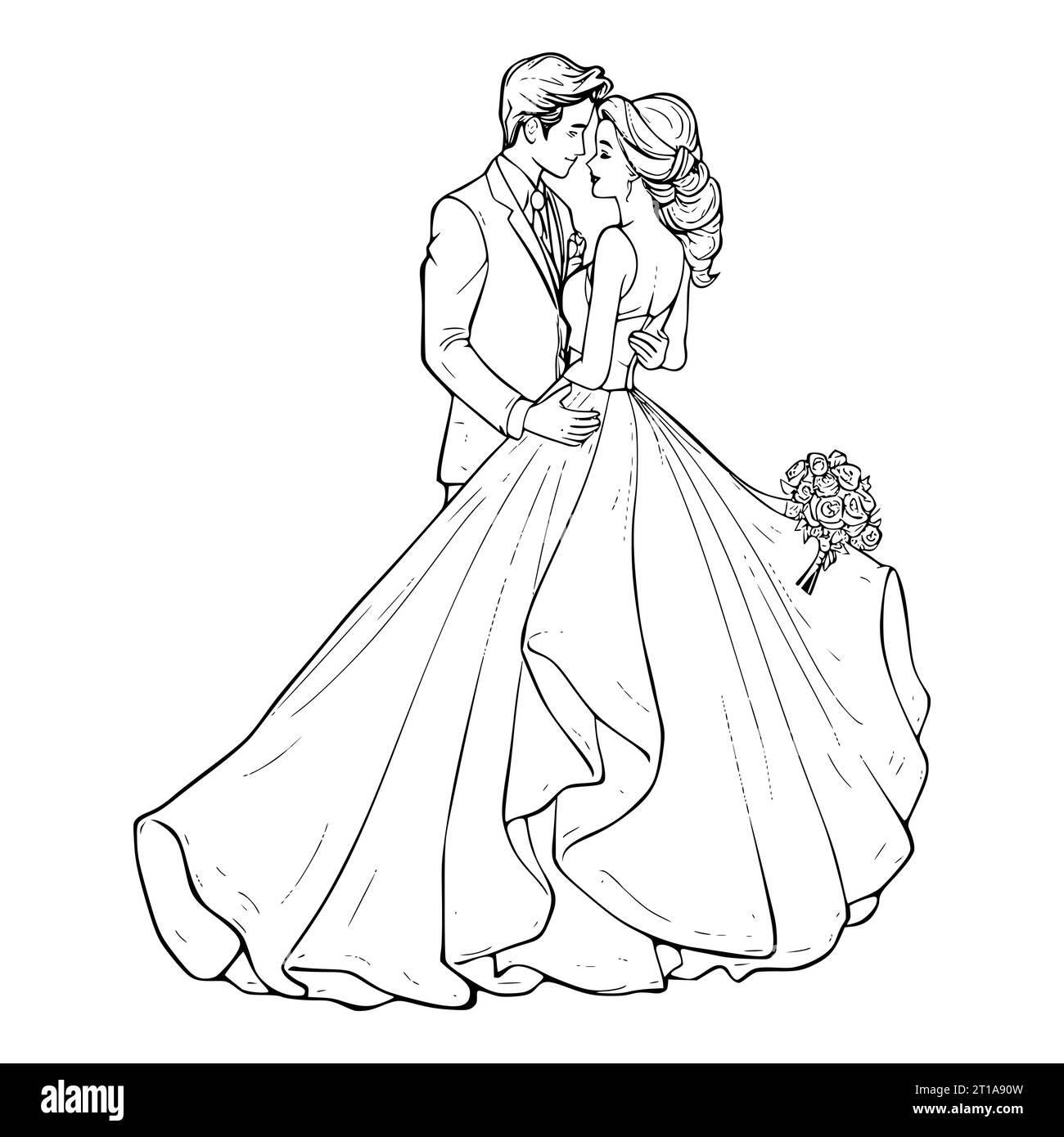 Wedding Coloring Sheets Printable Stock Vector Images Alamy