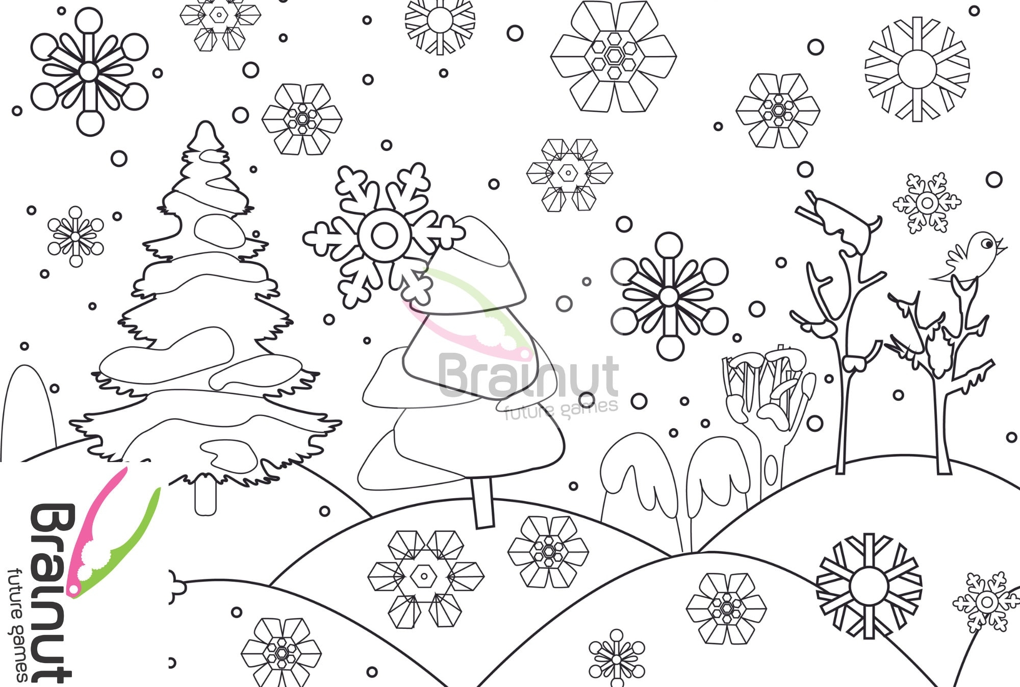 Winter Coloring Pages Snow Flakes Winter Color Pages Snow Coloring Pages Adult Color Pages Nature Homeschool Pintables Etsy