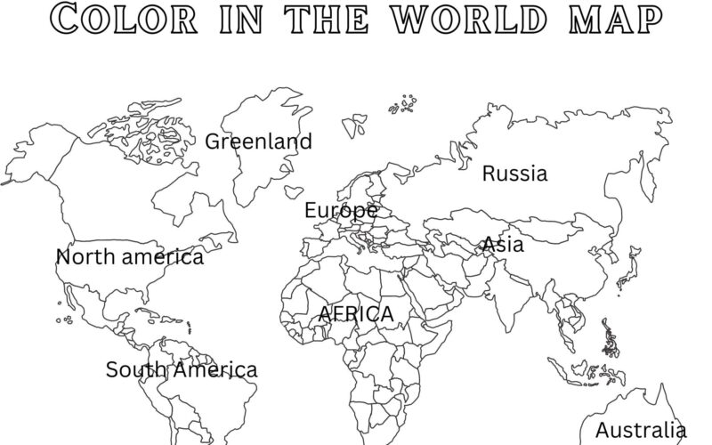 World Map Coloring Page Etsy