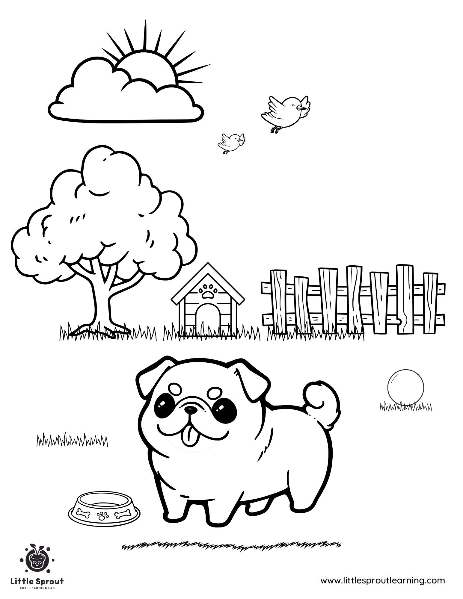 10 Absolutely Adorable Pug Coloring Pages Little Sprout Art Learning Lab
