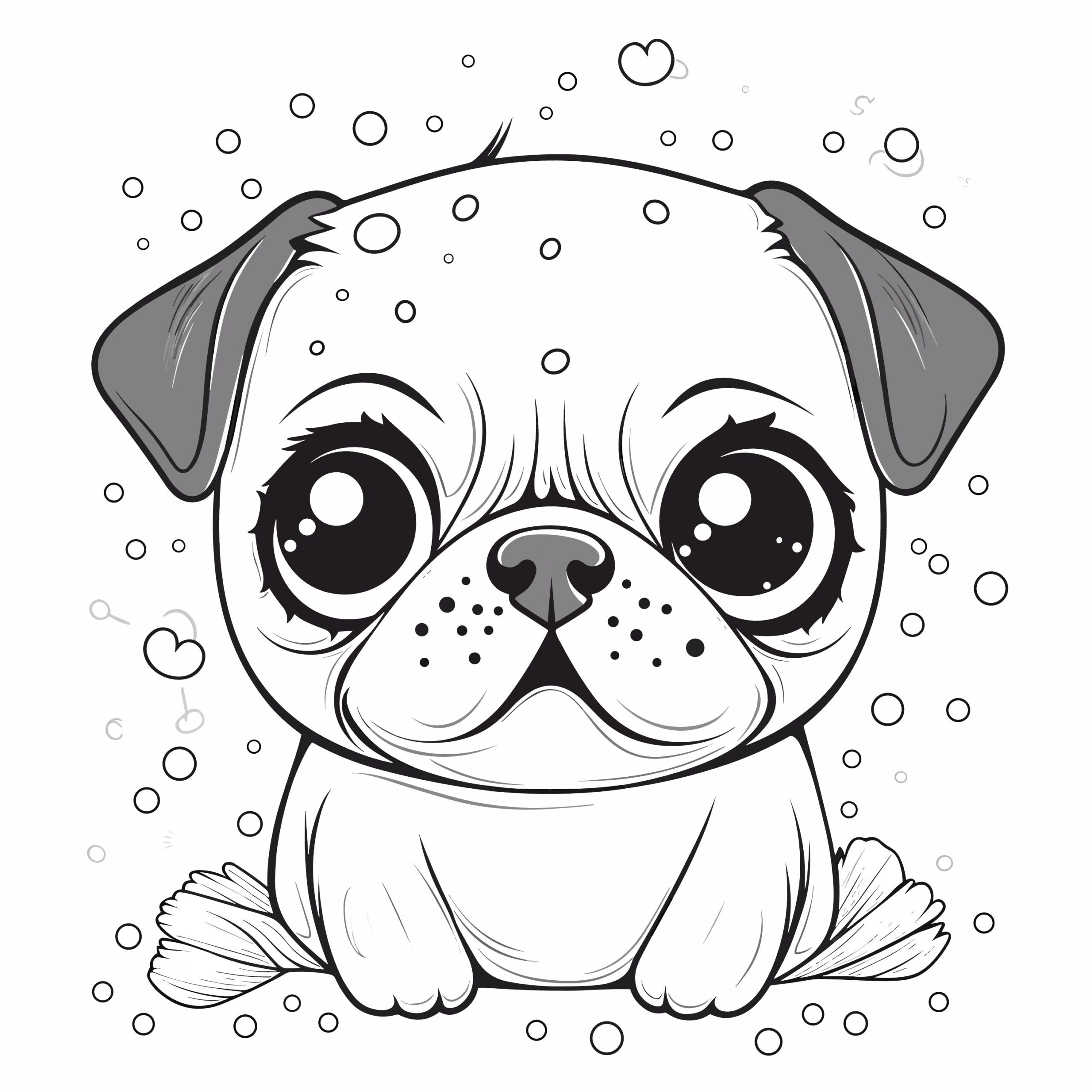17 Kawaii Pug Coloring Pages Printable Dog Coloring Sheets For Teens Adults Pug Lovers Stress Relief And Relaxation PDF Etsy New Zealand