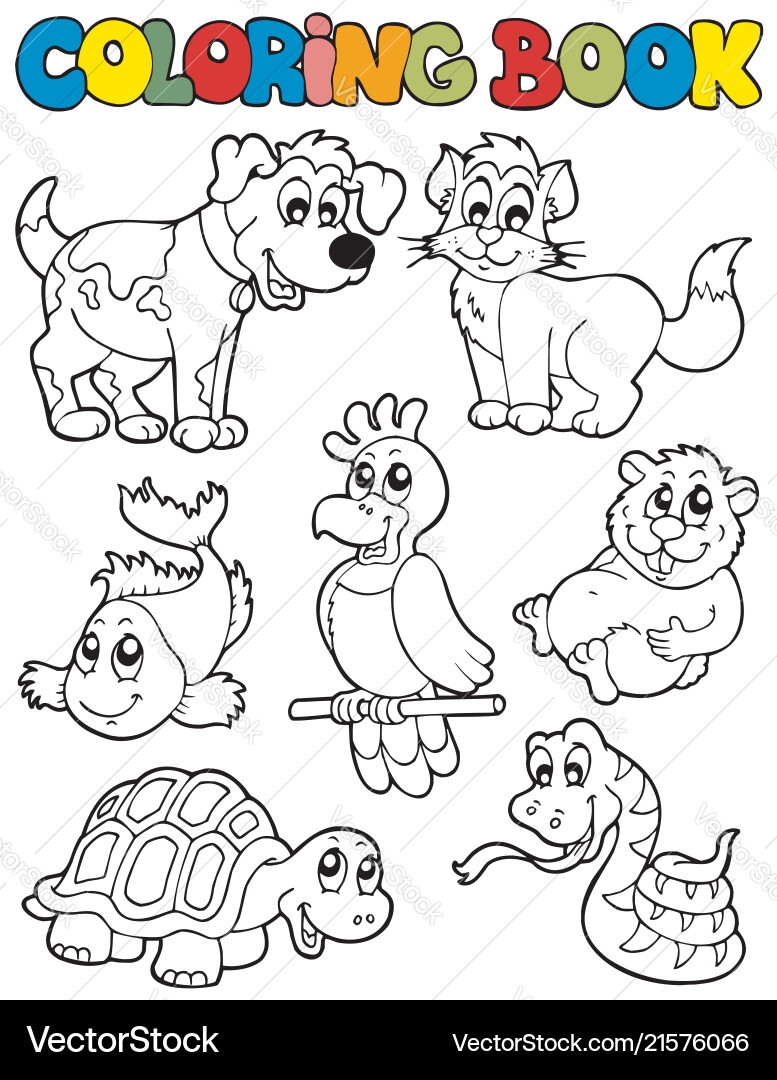 Cute Pet Coloring Book Royalty Free Vector Image