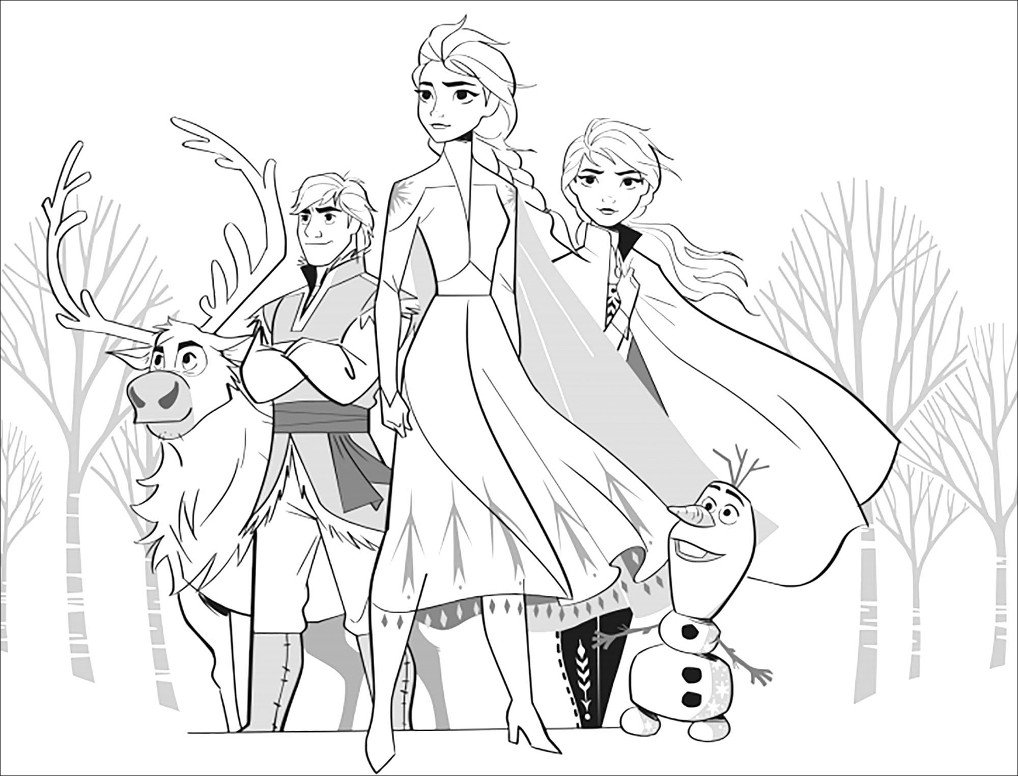 Frozen 2 Elsa Anna Olaf Sven Kristoff without Text Frozen 2 Coloring Pages