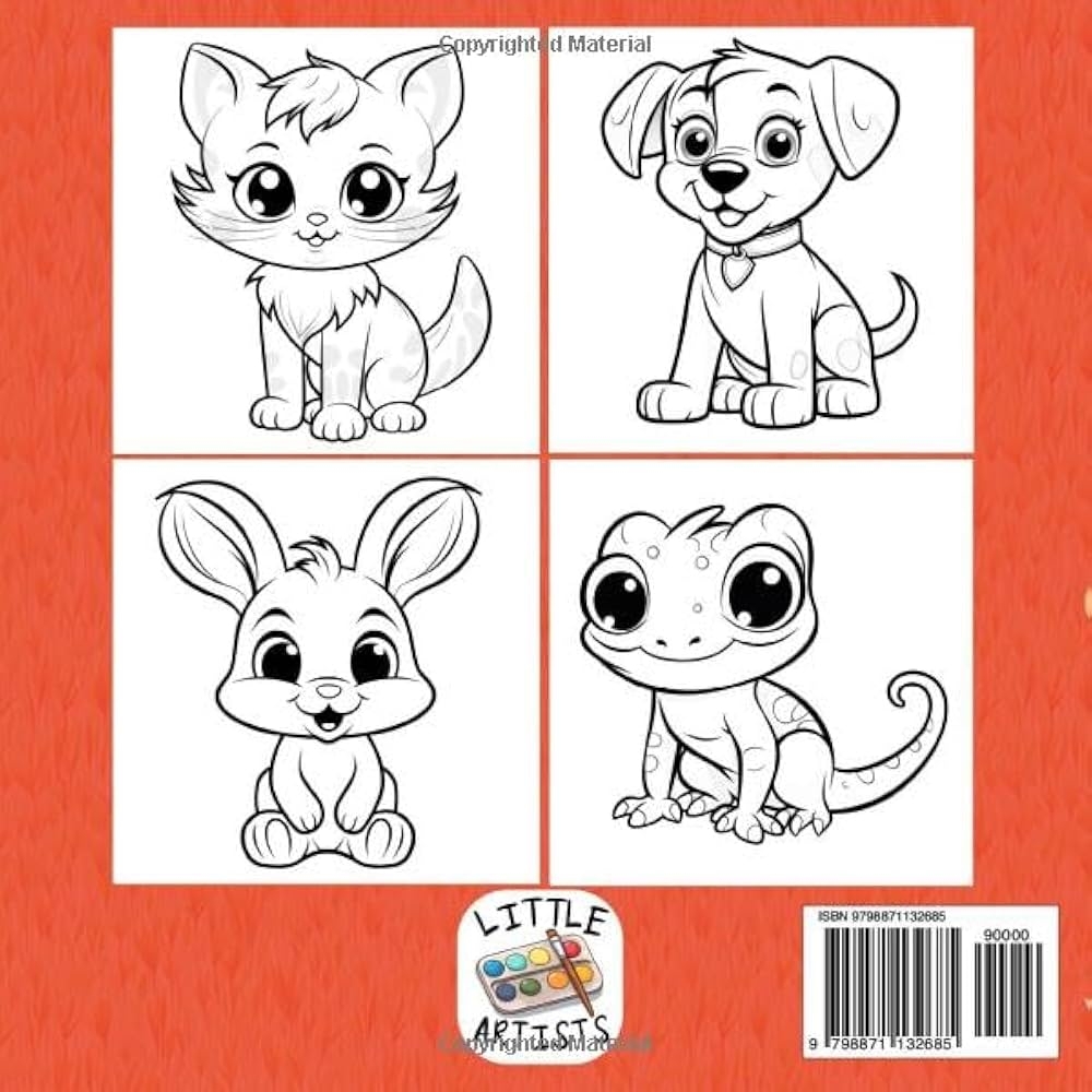Pet Friends Colouring Book Pets Coloring Book Cute Pet Animals Colouring Pages For Kids Artists Little Amazon de Books