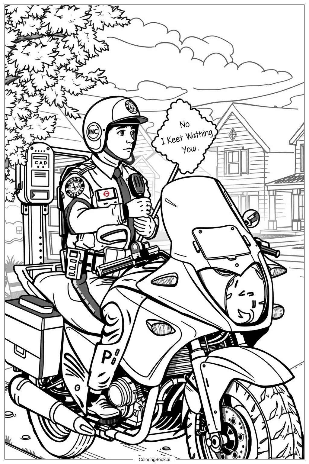 Police Motorcycle Patrol 2 Coloring Page Free PDF PNG Printable 