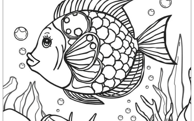 Rainbow Fish With Sparkling Scales 2 Coloring Page Free PDF PNG Printable