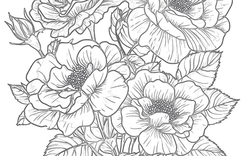 Rose Flower Coloring Page Coloring Pages Mimi Panda