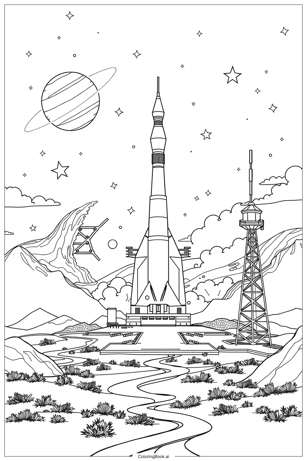 Space Rocket Launch Coloring Page Free PDF PNG Printable Space Rocket Launch Coloring Page Free PDF PNG Printable