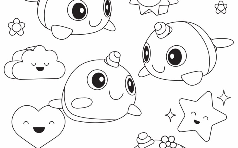 Spring Narwhal Coloring Page For Kids Learning Resources
