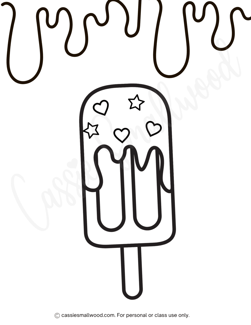 Star And Heart Popsicle Coloring Page Cassie Smallwood