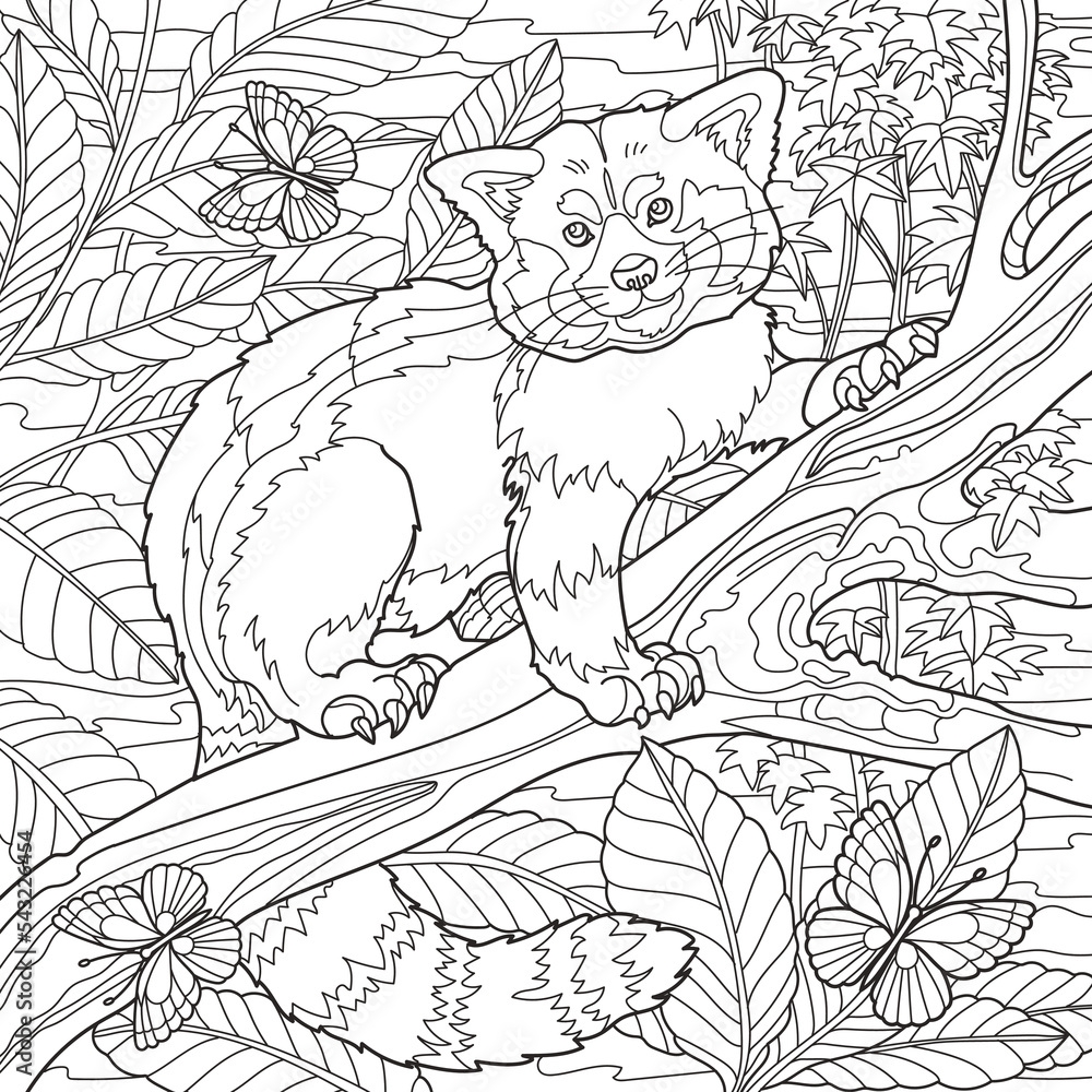 Stock Vektorgrafik Coloring Page For Adults Red Panda Bear Sitting On Tree Vector Illustration Adobe Stock Stock Vektorgrafik Coloring Page For Adults Red Panda Bear Sitting On Tree Vector Illustration Adobe Stock