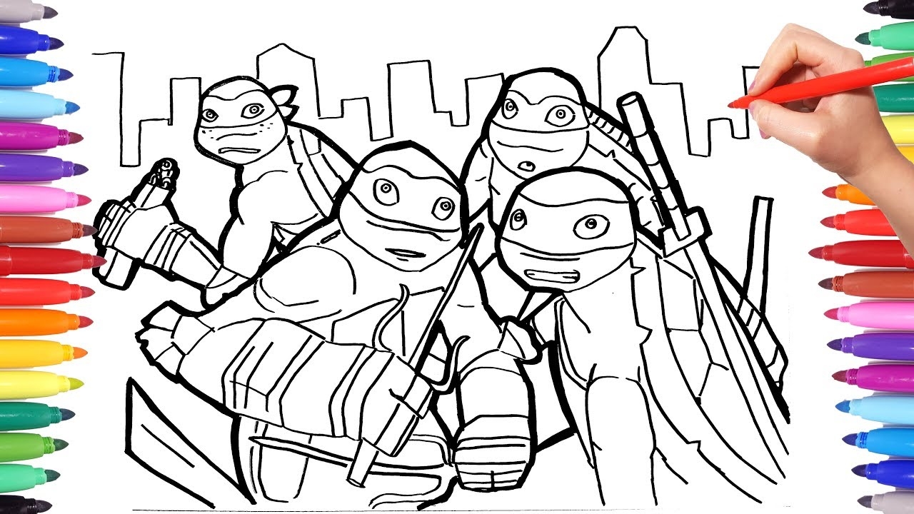 Teenage Mutant Ninja Turtles Coloring Pages How To Draw TMNT TMNT Coloring Book YouTube